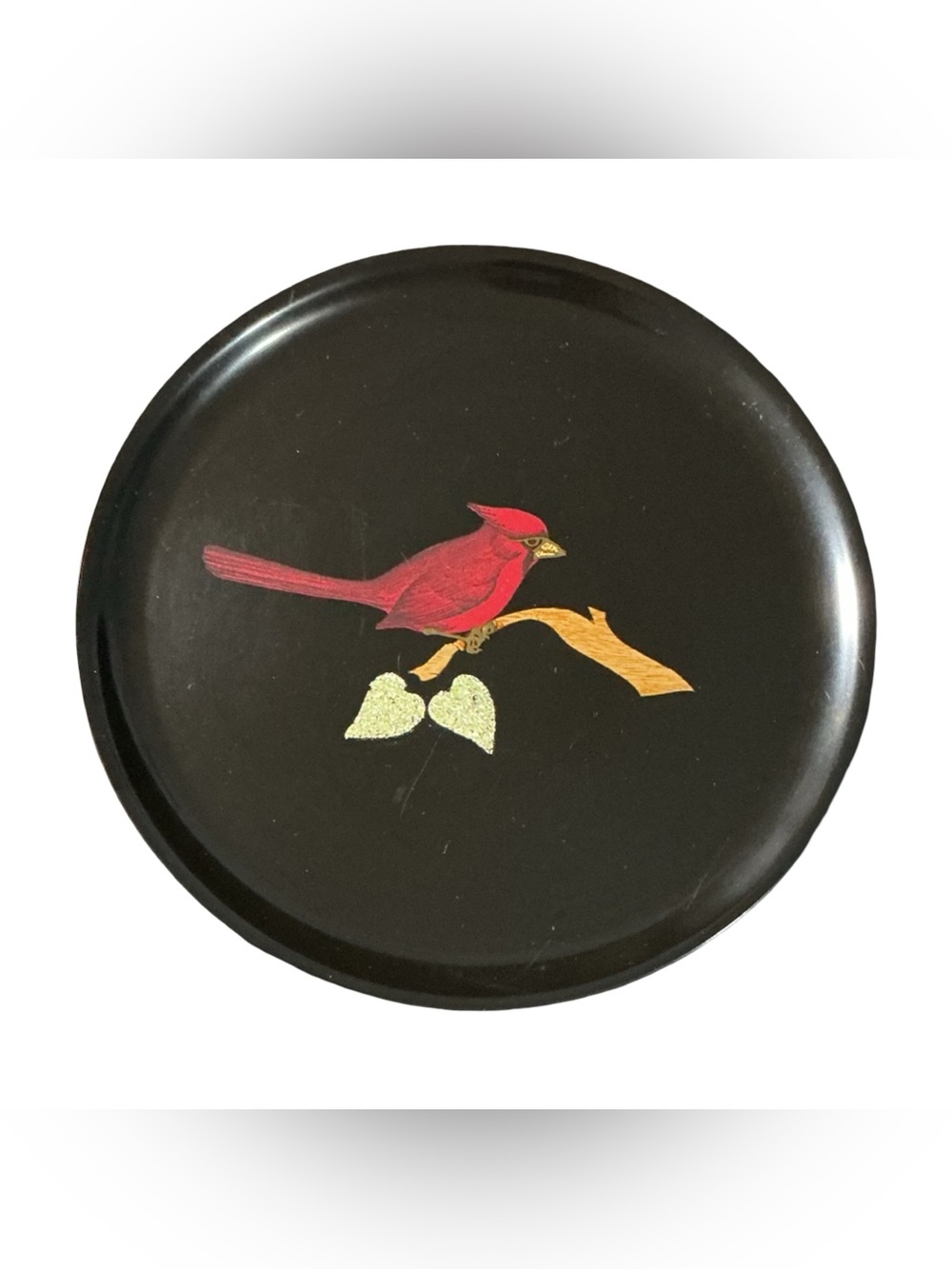 Vintage Couroc of Monterey Handmade Cardinal Bird Inlay Serving Tray